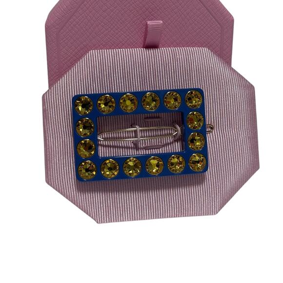 Swarovski Hair clip Round cut, Rectangular shape, Blue, Gold-tone plated main image 7